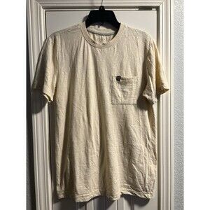 Chaps Pocket T-Shirt Men's Size Small Cotton Embroidered Logo Beige Short Sleeve